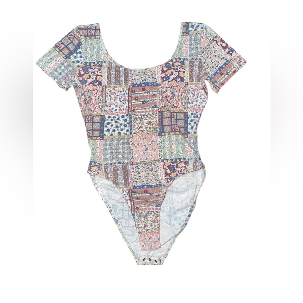 Jazz Sport California Vintage Colorful Patchwork Bodysuit Size Small